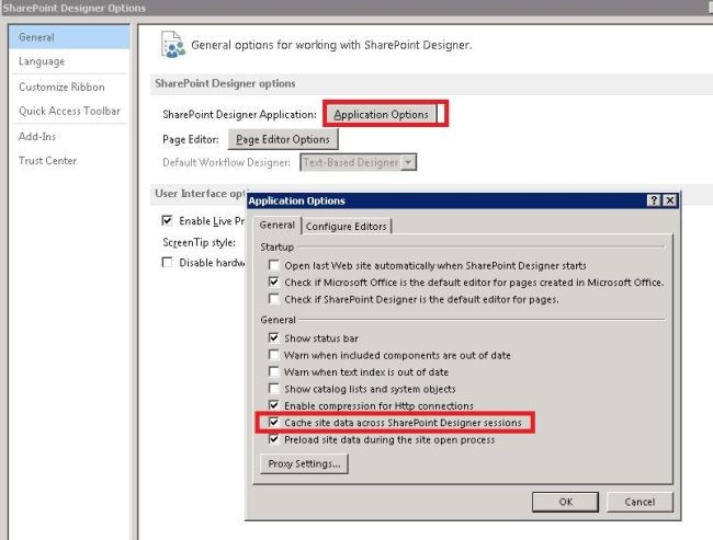 Cache site data across SharePoint Designer Session