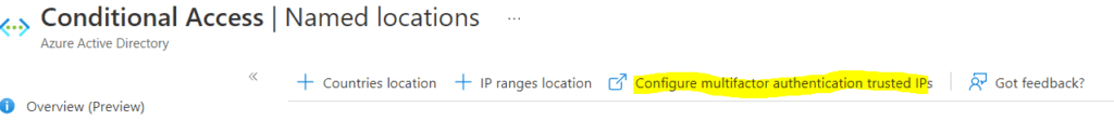 Click on Configure Multifactor authentication trusted IPs