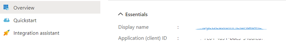 13. Click on Overview and copy the Application ID