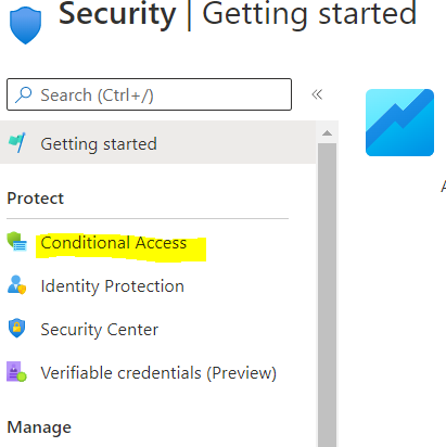 4. Select Conditional Accessoption from left